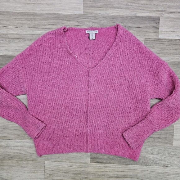 Sincerly Jules Sweaters - SINCERELY JULES Womens Pink Fuzzy Cozy Yarn Pullover Sweater Size Small